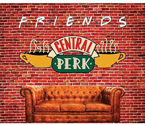 SeekPro 3,7 x 3 m Central Perk Friends TV Show Tv Theme Party Backdrop Red Mattone Wall Retro Pub Divano e Caffè Fotografia Sfondo per adulti Compleanno Palla Party Decorazioni Banner SK6247T
