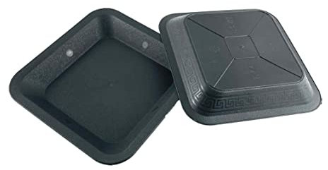 IVORYS-GARDEN 10 x Untersetzer viereckig schwarz für Pflanztöpfe 21 x 21 cm mit Muster für Innen- und Außen