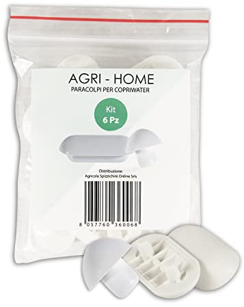 AGRI-CULTURA® | Kit da 6 Paracolpi sedile wc rettangolari in gomma per tavoletta wc, tipo ideal standard, Made in Italy. (4 Rettangolari + 2 Tondi)