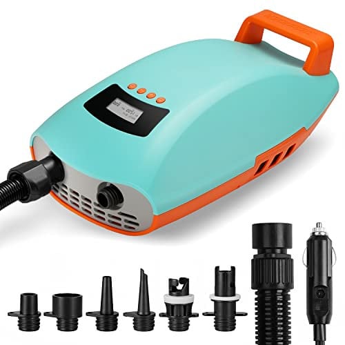 Swonder SUP Pumpe, Seawolf 20 PSI Hochdruck-Luftpumpe, 30% schnellerer Inflator mit intelligenter zweistufiger und automatischer Abschaltung, für SUP-Kajaks, Zelte, Schleppschlauch (Cyan/Mandarine)