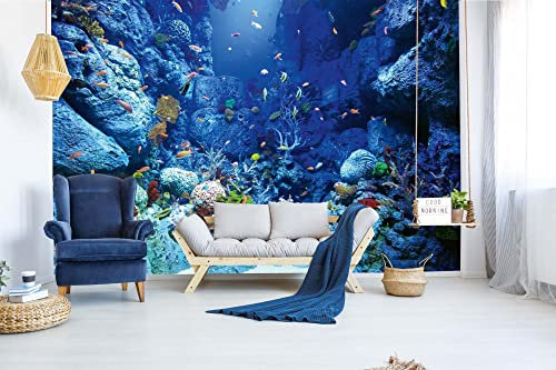 Vlies Fototapete UNTERWASSERWELT 375 x 250 cm (inkl. Kleister) - Vlies Tapete, Wandtapete, Wandbilder - Tapete für Wohnzimmer Schlafzimmer, Büro, Küche - Montagefertig