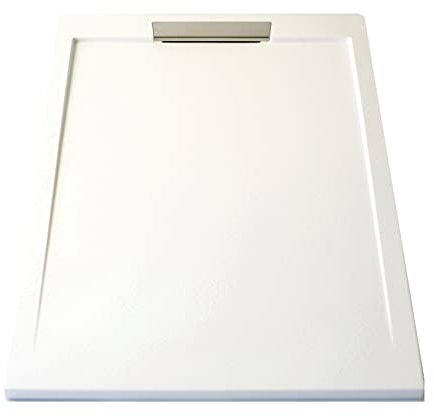 NEBADOON | Plato de Ducha de Modelo Palermo II – Plato Ducha Resina con Textura Pizarra - Antideslizante y Antibacteriano – Blanco (RAL 9003) 70x130 cm – Incluye Válvula Desagüe y Rejilla