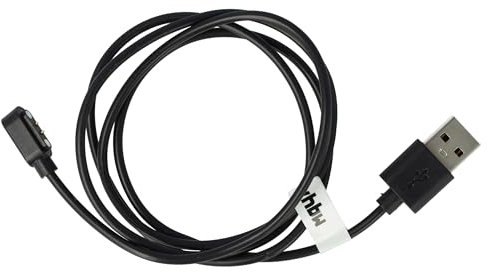 vhbw USB Ladekabel kompatibel mit Willful ID205U, IP68, SW01, SW021, SW023, SW025 Smartwatch, Fitnesstracker - Ladestation, Schwarz, 100 cm