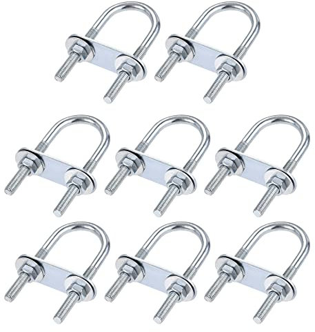 QUARKZMAN M6x25x70mm Rond U Boulon x 8 Ensembles Acier U Boulon pour Essieu et Remorque Feuille et Tube, [Argenté]