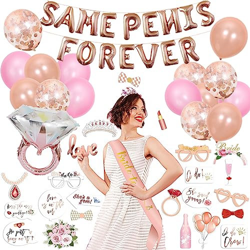 Bride to be Deko Junggesellinnenabschied Accessoires Frauen, Bride to be Girlande Schärpe Schleier, JGA Foto-Booth Requisiten, JGA Party Dekoration Luft Folien (Rosegold)
