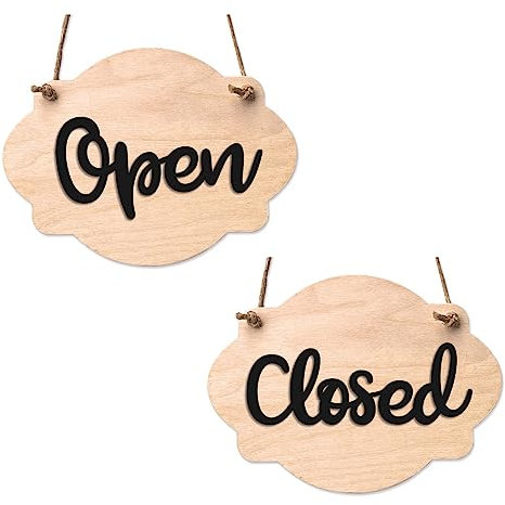 Signalétique.biz France - Plaque de porte en bois avec ventouse et cordelette Panneau ouvert fermé, pancarte toilettes, salle de bain... -