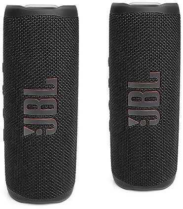 JBL FLIP 6 Waterproof Portable Bluetooth Speaker Bundle - Black (Pack of 2)