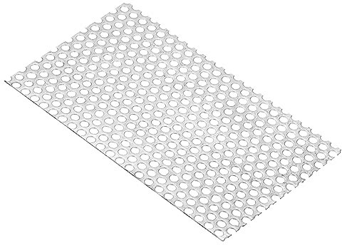 PATIKIL 200x100mm 304 Inoxidable Acero Perforada Chapa, 8 Agujero 19GA Expandido Metal Malla Placa Pantalla Decorativas Mallas para Ventilación Parrilla Ahumar