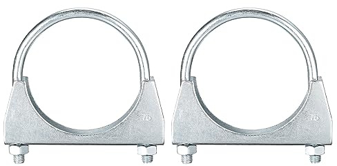 sourcing map Muffler U-Bolt Clamps for 76mm(3) Diameter Exhaust Tail Pipe, 2pcs Exhaust U Clamp Saddle Type U-Bolt Clamps