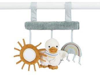 Spielzeug zum Aufhängen Ente Edda Lou, Activity Spielzeug mit Klettbändern zur Befestigung an Babyschale, Kinderwagen oder Babybett