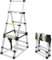 Aufun Teleskopleiter 1.7M+2M Ausziehleiter A-Rahmen 6 + 7 Stufen Aluminiumleiter Rutschfester Aluleiter Schiebeleiter Sprossenleiter Teleskop-Design Mehrzweckleiter max 150 kg Belastbarkeit