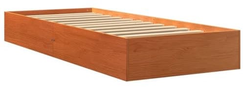 vidaXL Massivholzbett, Holzbett mit Kopfteil Lattenrost, Einzelbett für Schlafzimmer, Bett Bettgestell, Modern, Wachsbraun 75x190cm Kiefer