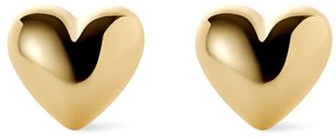 Ana Luisa Puffed Heart Earrings - Heart Charm Huggie Hoops & Stud for Daily Wear - Dainty 14K Gold Plated, Silver Rhodium Plated & Mixed Metal Silver & Gold Earrings - Hypoallergenic & Water-Resistant