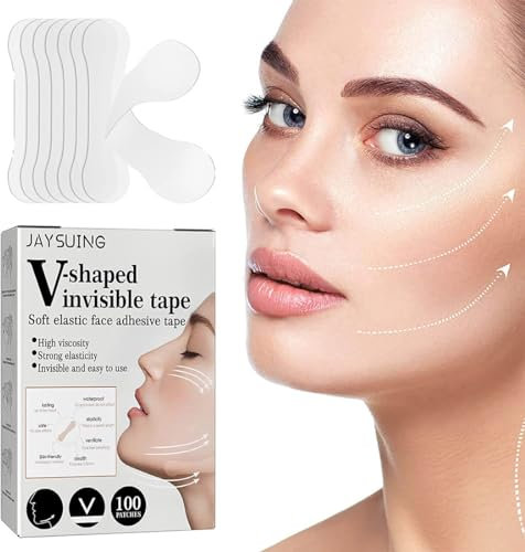 XBFOCNH 100 Stück Facelifting Aufkleber, Tape,Lift,Face Sticker,Unsichtbare Dünne, Klebeband,Makeup Werkzeuge für Doppelkinn V Gesicht