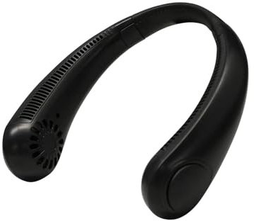 Signature SC Collection Black Leafless Fan Headphone Design Bladeless Neck Fan Three-Speeds Change USB Rechargeable for Working, Cooking, Travel, Sports Carry, Outdoor