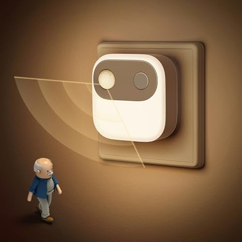 JandCase Prise de lumière nocturne avec détecteur de mouvement, 2 pièces, 3000K/4000K/5000K Prise de lumière nocturne dans le mur, avec capteur de lumière d'aube à crépuscule pour chambre, escalier