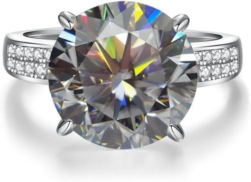 5 Karat Moissanit Ring für Frauen D Farbe VVS1 925 Sterling Silber Rundschliff Moissanit Eheringe Simulierter Diamant Eheringe Diamantring (Grau,6)
