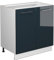 Vicco Spülenunterschrank Fame-Line, Dunkelblau Hochglanz/Weiß, 80 cm mit Regal, AP Eiche