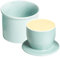 Mantequera francesa con tapa y refrigeración por agua, campana de cerámica redonda en tono azul, mantequilla Keeper Crock, ideal para mantequilla fresca y untable en el hogar