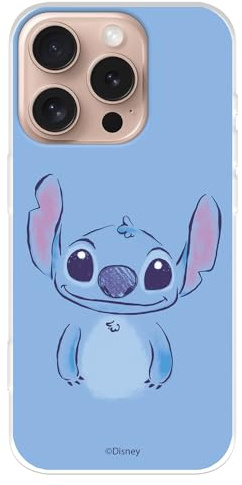 Case Compatible with iPhone 16 Pro Official Disney Stitch Blue to Protect Your Mobile Phone, Transparent Silicone Case with Official Licence by Lilo & Stitch