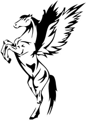 Wandtattoo Einhorn, Schönes Pferd, Pegasus, Wandaufkleber, Kinderzimmer, Wanddekoration, Vinyl-XL-68x92cm-Black