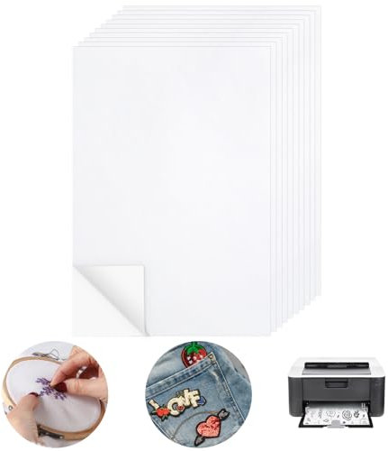 Xialvyu 10 Stück Stickvlies 20×30CM,A4 Stickvlies Wasserlöslich Selbstklebend,Stickvorlagen Wasserlöslich,Bedruckbare Stickvorlagen für Drucken DIY Handbemalt Sticken