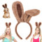 YEWCEP Hasenkostüm Kinder, Hasenohren, Plüsch-Hasenohren-Stirnband, Kaninchenohren-Accessoire, Hasen Ohren Kostüm Dress Up für Kinder Mädchen Frauen (braun dickes Muster)