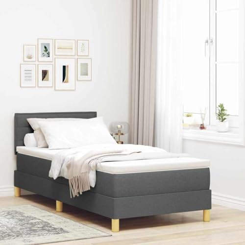 vidaXL Boxspringbett mit Kissen Dunkelgrau 90 x 190 cm Stoff