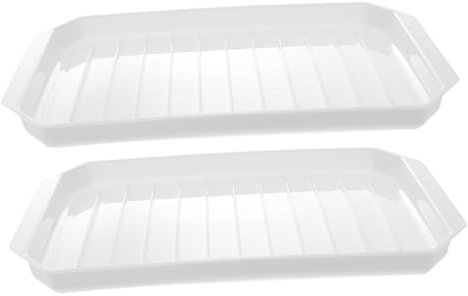 PRETYZOOM 2pcs Bacon Baking Tray Microwave Safe Eggs Cooker Sausage Rack Kitchen Cooking Tool White Baking Pan