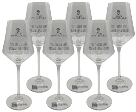 Generisch Don Pasquale Weingläser 6er-Set – stilvolle Gläser mit „Mona Lisa“-Spruch, perfekt für Tisch & Feier