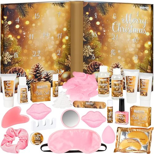 BRUBAKER Cosmetics Adventskalender 2026 - XXL Weihnachtskalender | zum Aufklappen in Buch Form - 24x Beauty Überraschungen für Frauen und Mädchen - Großer Wellness Kalender mit Spa & Kosmetik