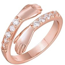 Roségold Zirkonia Umarmender Ring | 925 Sterling Silber | Offener 18K Rosévergoldeter Hug Ring | Verstellbarer Umarmungsring | Geschenkidee