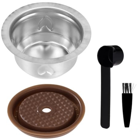 Reusable Pods for Nespresso Vertuo Stainless Steel 80ml Machine | Refillable Coffee Capsule Set with Silicone Lid Spoon & Brush Coffee Accessories for Nespresso
