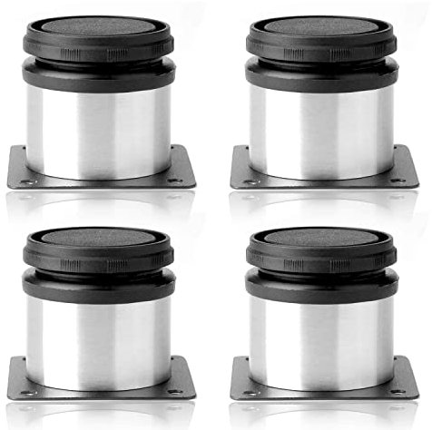 4 Möbel Schrank Verstellbare Edelstahl-Küche Füße rund schwarz und silber 50 x 50 mm