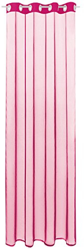 Bestlivings Gardine mit Ösen, Transparent Voile 140 x 145cm (Breite x Länge) in pink - Fuchsia, Ösenschal in vielen weiteren Farben und Größen