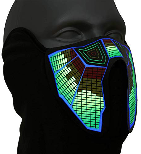 Ucult Soundaktivierte LED Equalizer Maske LED-Maske Festival Rave Maske