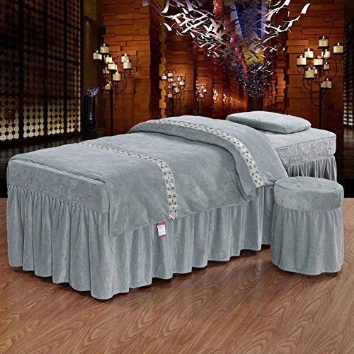 AMY Table de Massage Jupe de lit draps Spa Beauté Couverture de lit, Beauté Couvre-Lits Européen Solid Color Salon Spa Couverture de lit de Massage Noir-Gris 70x190cm(28x75inch)