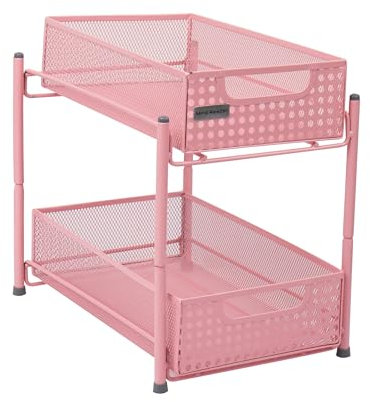 Mind Reader Organizer per accessori, per riporre oggetti, trucchi, artigianato, ufficio, rete metallica, 20,3 x 31,25 x 29 cm, rosa