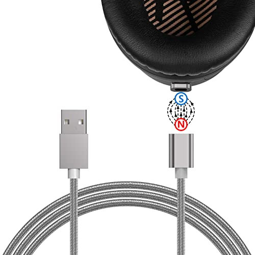 GEEKRIA SNAP Quick Connect Charger Cable Compatible with Bose QuietComfort Ultra, QC 45/35/25, 700 Replacement Magnetic Headphones Power Charging Cord with Plug Extraction Tool (3 ft/100cm)