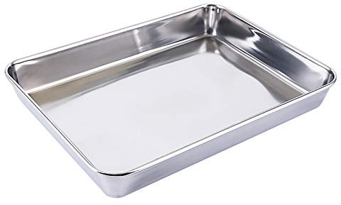 Backblech, Keksblech, robuste Edelstahl-Backformen, Toaster-Ofenpfanne, Gelee-Rollpfanne, Grillpfanne, tiefer Rand, hochwertige Spiegeloberfläche, spülmaschinenfest (41,1 x 32 x 6,1 cm)