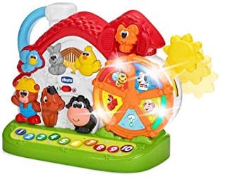 Chicco Sprechender Bauernhof Bilinguales Italienisch/Englisch Kinderspielzeug mit Tieren, Licht und Geräuschen, 3 Spielmöglichkeiten, Elektronisches Lernspielzeug - Babyspielzeug 1-4 Jahre