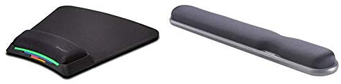 Kensington Mouse Mat - Black (K55793EU) & Height Adjustable Ergonomic Gel Keyboard Wrist Rest with Wrist Support Pad - 497 x 77 x 34 mm - Black (22701)