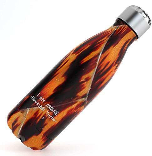 Tadge Goods Water Bottle Insulated Stainless Steel Endangered Species Edition Metal Thermos Style Bottles Great for Sports Gym Kids Keeps Drinks Hot and Cold (Hawksbill Turtle, 12 OZ -341 ML)
