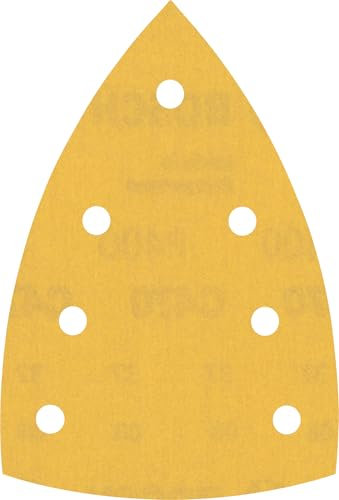 Bosch 10x EXPERT C470 Schleifblatt mit 7 Löchern (für Farbe auf Holz, Hartholz, Ø 100x150 mm, Körnung 400, Professional Zubehör Multischleifer)