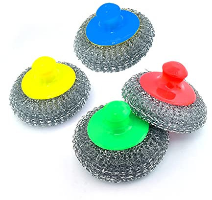 Edelstahl SchwäMme Stahl Wolle Wäscher Topfkratzer aus Edelstahl Topfreiniger Putzschwamm Topfreiniger aus Stahlwolle Draht Kugel Bürste Geeignet Zum Reinigen Von Geschirr, Pfannen, SpüLen Usw.(16pc)