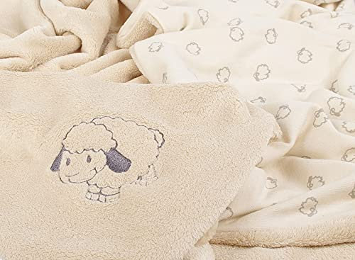 Kaarsgaren Babydecke für den Kinderwagen, leichte Decke für Baby, luftige Babydecke, doppellagige Kinderdecke (Moka Schafe, 70 x 100 cm)