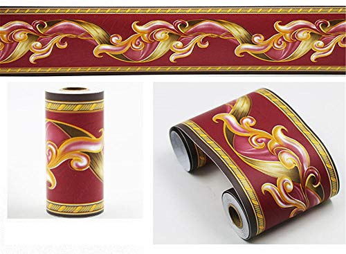 GouieRylin TapetenbordüRe BordüRe Selbstklebend Zum Aufkleben FüR Wohnzimmer KüChe Badezimmer Abnehmbare Wasserdicht Bodenleiste Pvc Dekorative BordüRe Rote Vintage-Rebe 10cm X 900cm