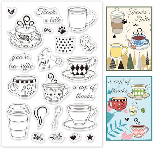 GLOBLELAND Transparente Silikonstempel mit Blumen- und Löffelmuster für Weihnachten, Geburtstagskarten, Basteln, Scrapbooking, Fotoalbum, Dekoration, Papier, Basteln, 16,3 x 11,9 cm