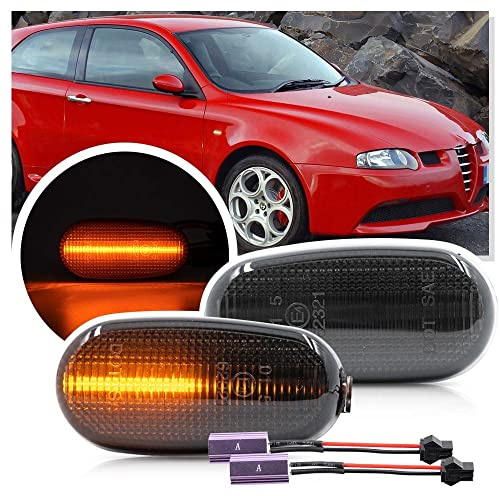 NSLUMO COPPIA FRECCE LATERALI NERO FUME' PROGRESSIVE A LED ALFA ROM.EO MITO CANBUS CON Alfa Rom.eo 147 GT 937 Mito 955 Fiat Bravo II 2 Lente fumo