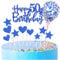 Personalised Happy 50th Cake Toppers Blue - Him, Her, Sign for 50th Birthday Cake, 11p Glitter Cupcake Topper Kit